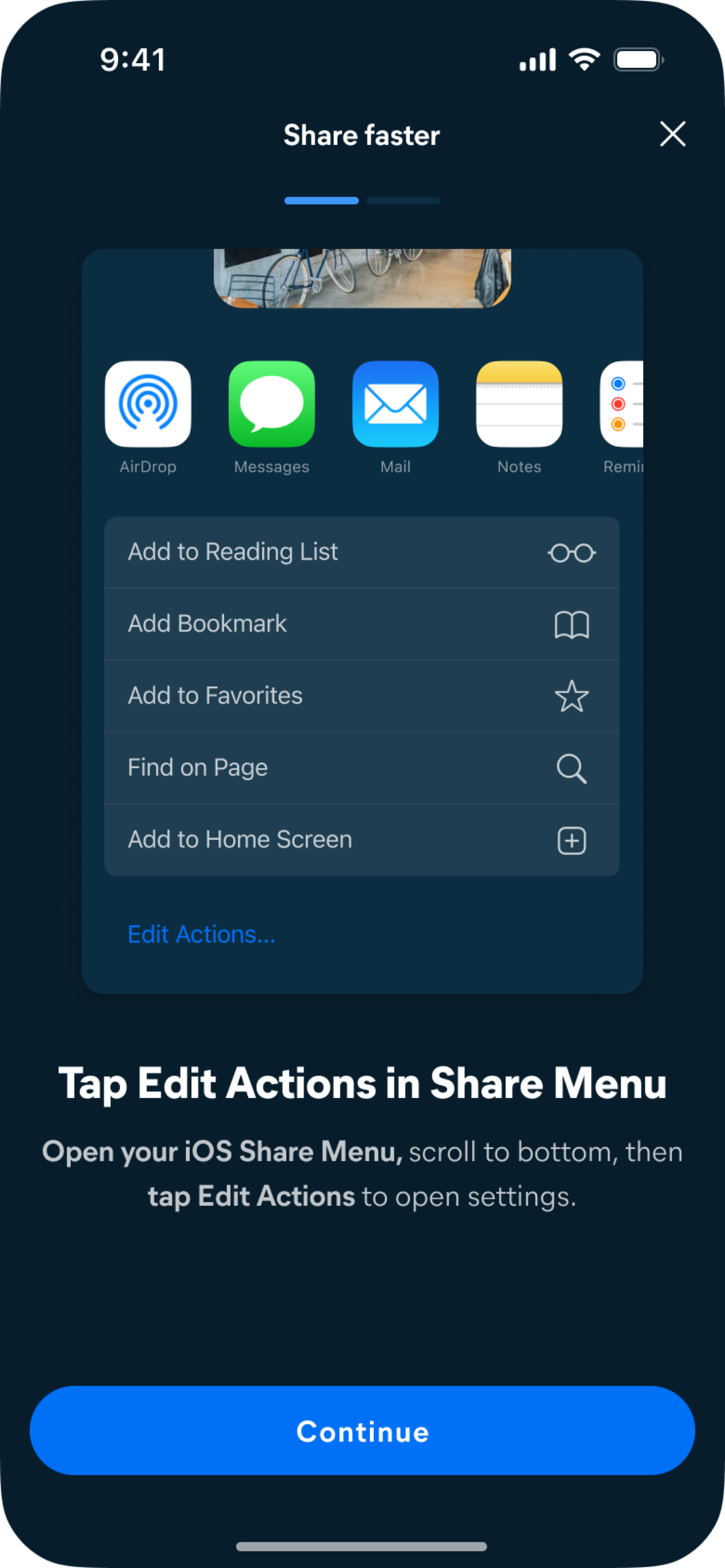 Tap Edit Actions in share menu
