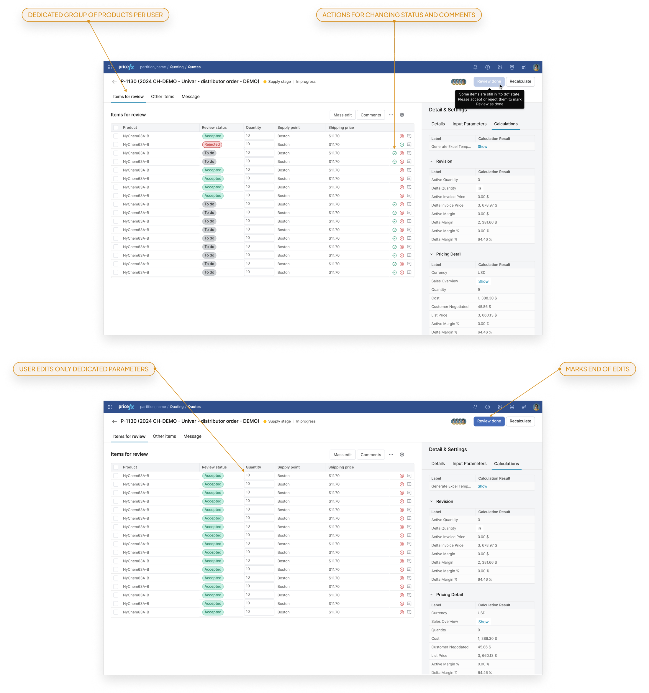 Moving products between users