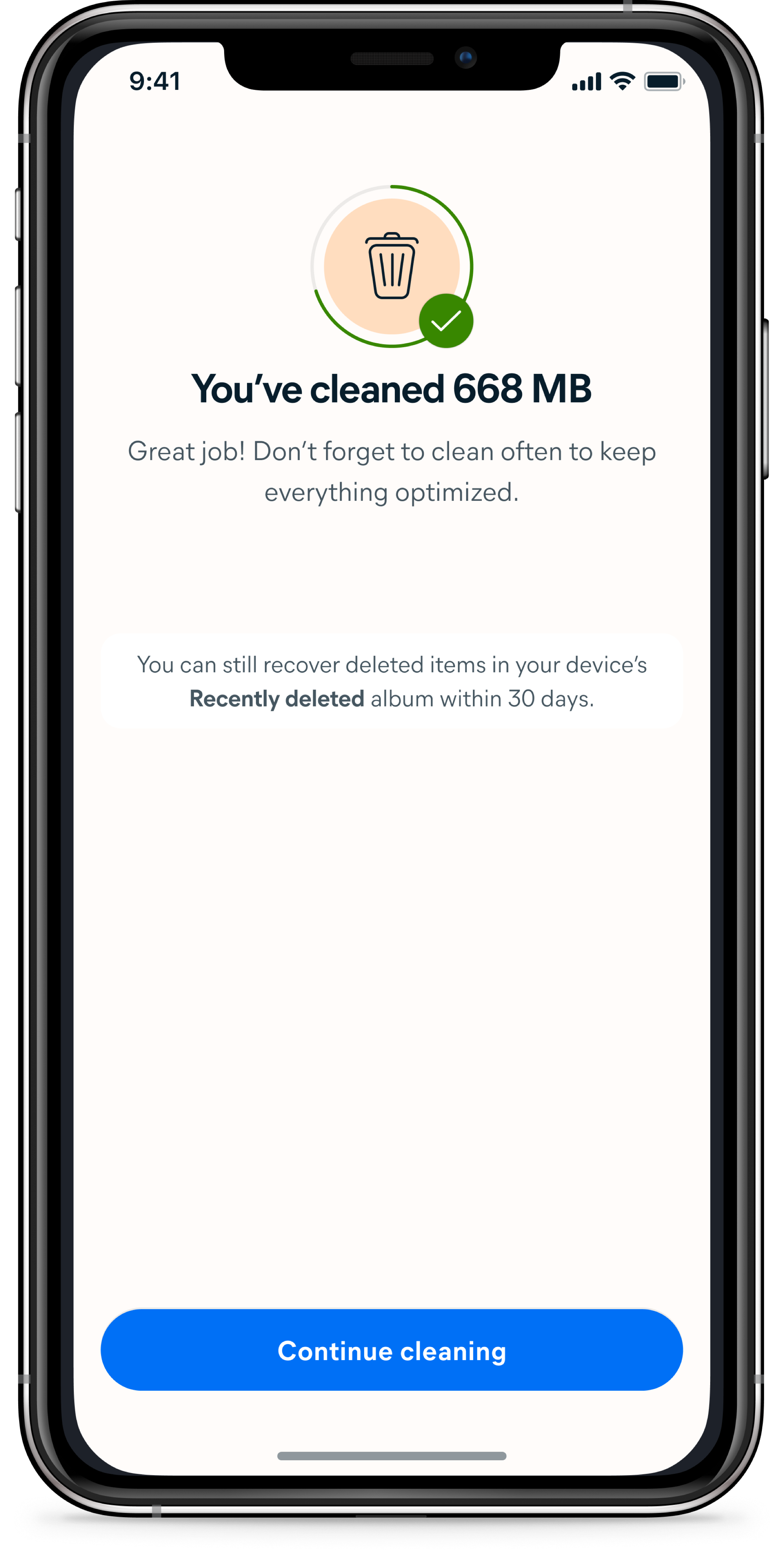 Cleaned screen