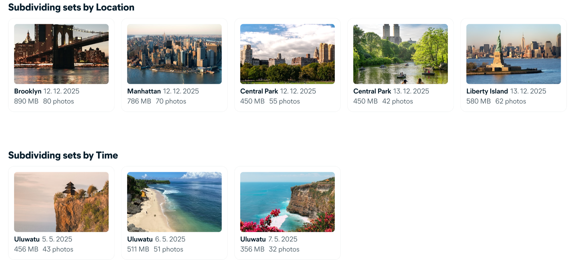Set size rule: 10–80 photos